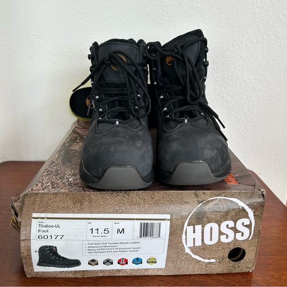 HOSS NWT Tikaboo UL Safety Work Boot 11.5 Black Waterproof Composite Toe ASTM - Picture 3 of 11